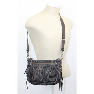 MZ Wallace Black Gray Camo Nylon Crossbody Bag Purse Messenger Adjustable Strap